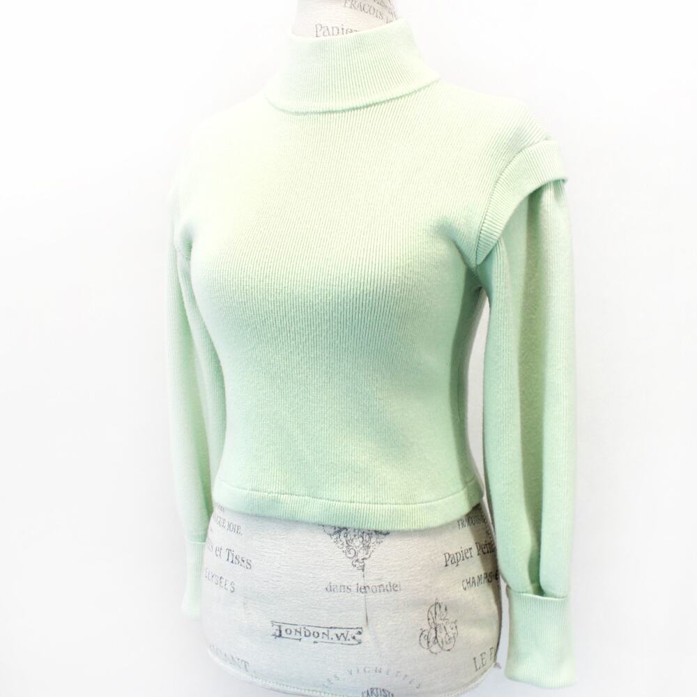 Jonathan Simkhai Standard Mint Turtleneck Crop Sweater Top Pullover Preppy XS
